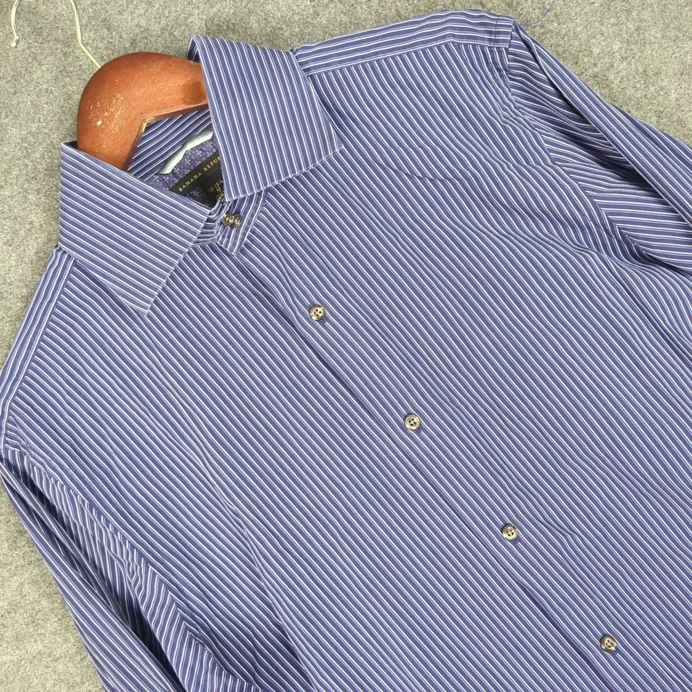 Banana Republic Mens Blue Striped Cotton Dress Shirt Size M‎ 15-15.5